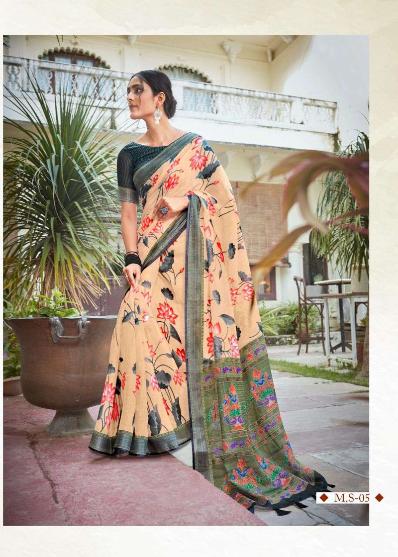Shvetamber Creation Madhurayam Silk Linen Pure Saree