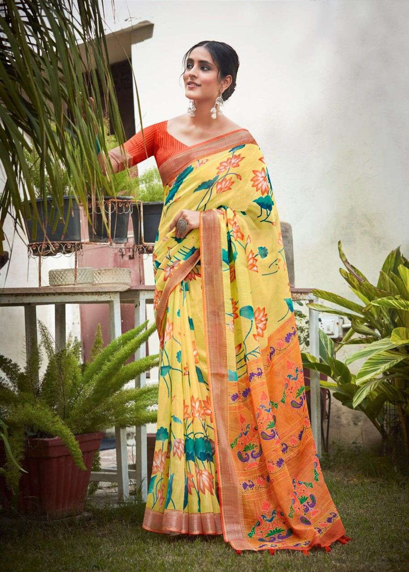 Shvetamber Creation Madhurayam Silk Linen Pure Saree