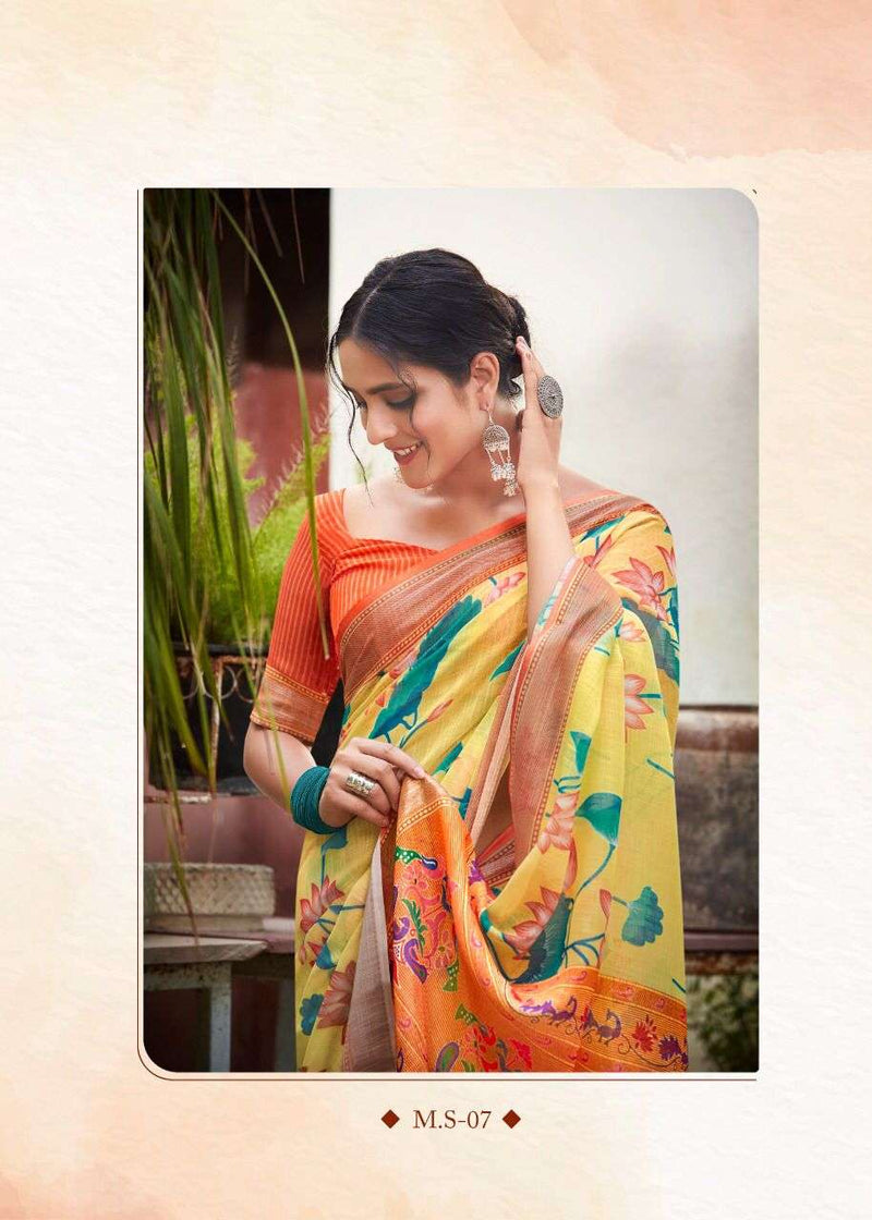 Shvetamber Creation Madhurayam Silk Linen Pure Saree
