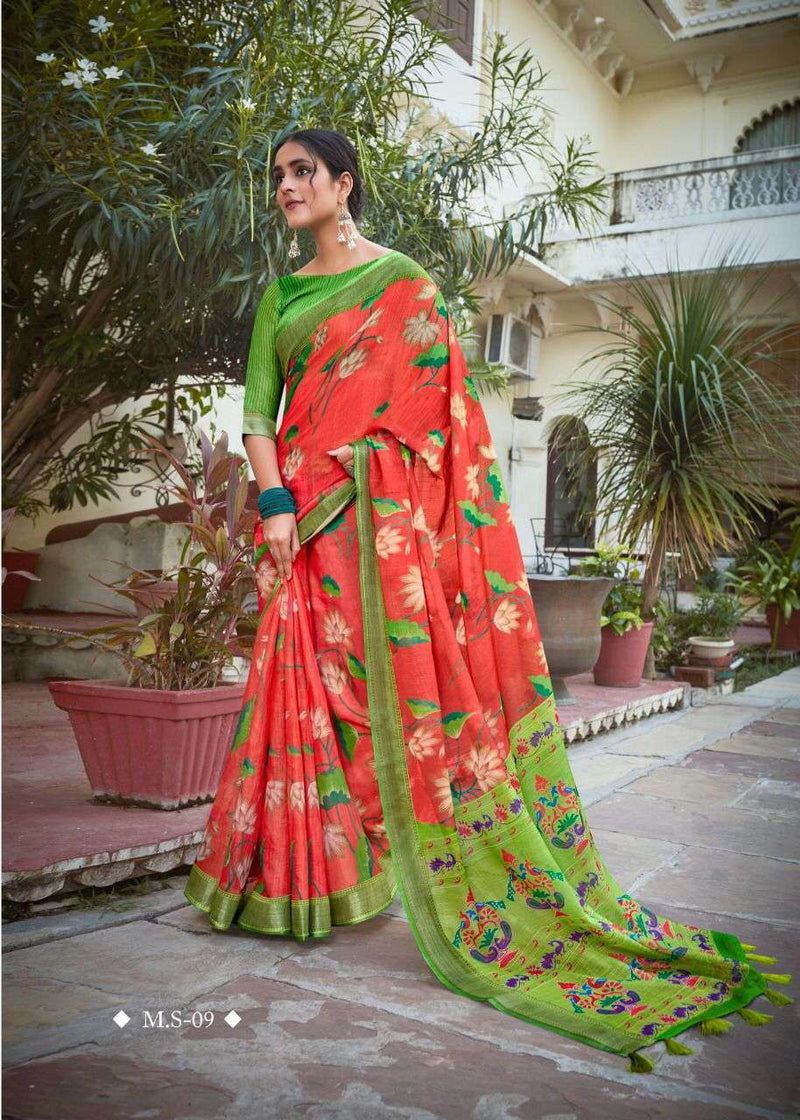 Shvetamber Creation Madhurayam Silk Linen Pure Saree