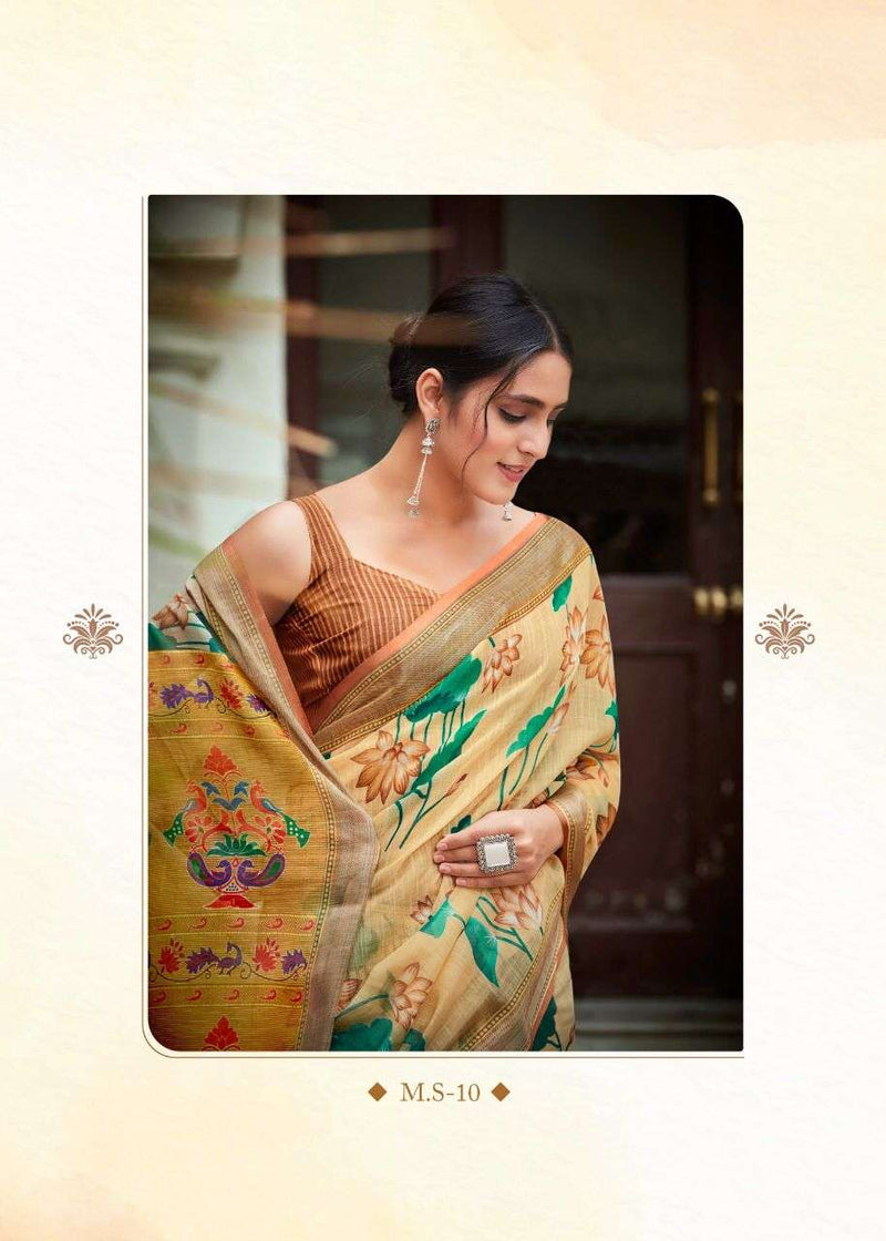 Shvetamber Creation Madhurayam Silk Linen Pure Saree