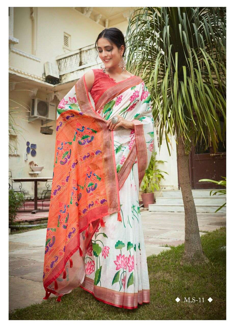 Shvetamber Creation Madhurayam Silk Linen Pure Saree