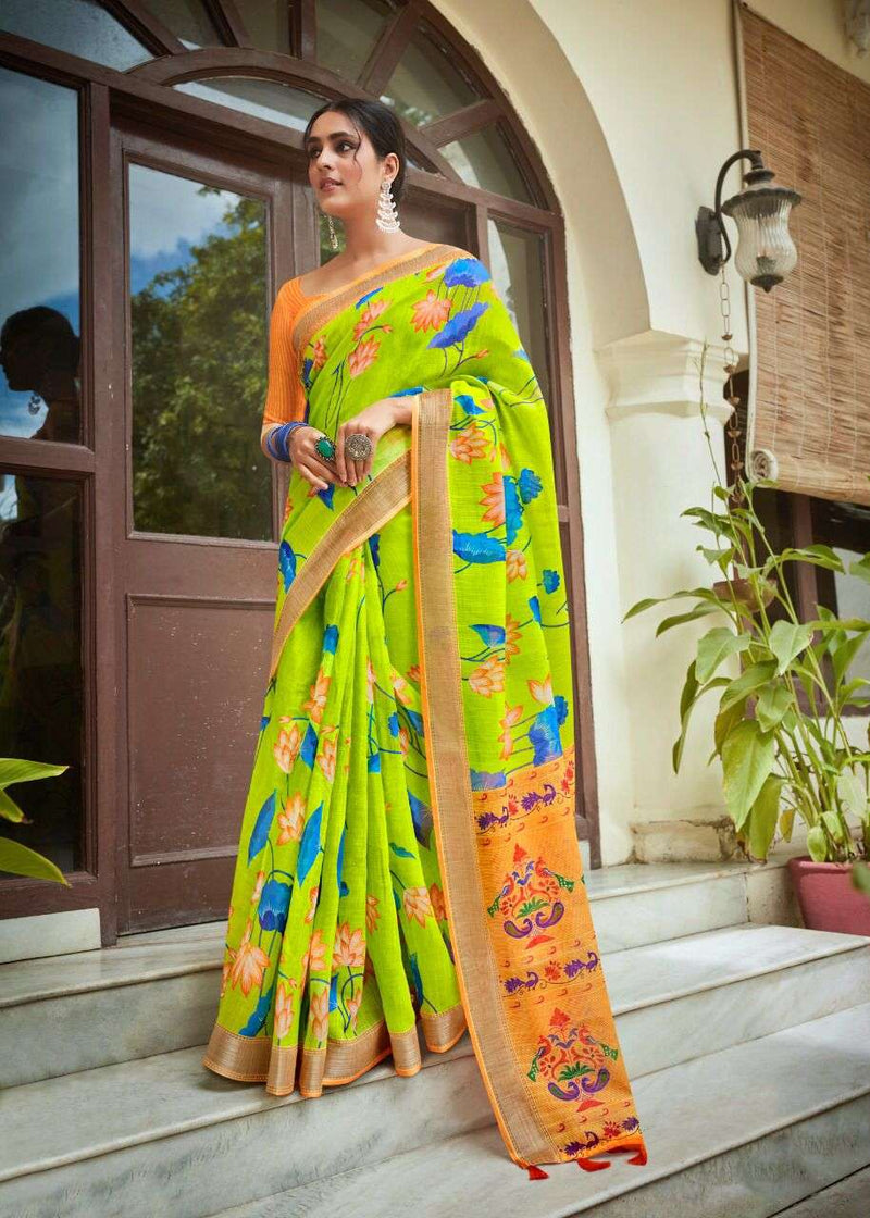 Shvetamber Creation Madhurayam Silk Linen Pure Saree