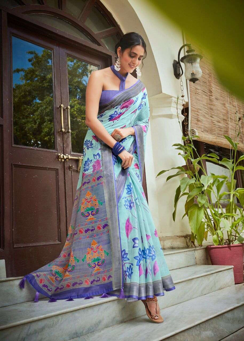 Shvetamber Creation Madhurayam Silk Linen Pure Saree