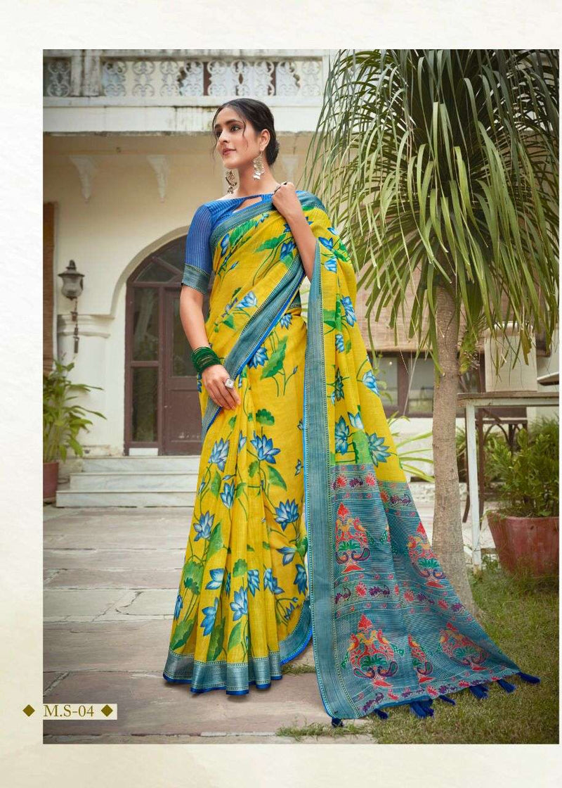 Shvetamber Creation Madhurayam Silk Linen Pure Saree