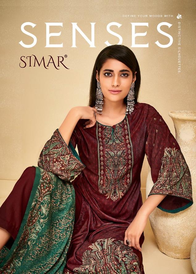 Simar Glossy Senses Velvet Print Pashmina Solid Fancy Salwar Suit