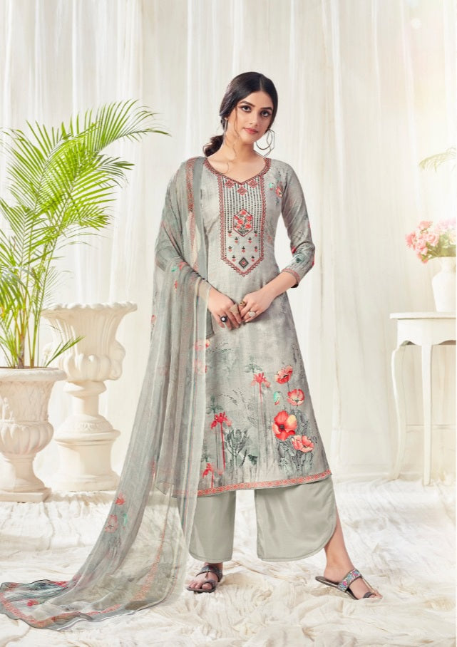 Skt Suit Hayaa Pashmina Digital Print With Kadai Wark Top Salwar Suit