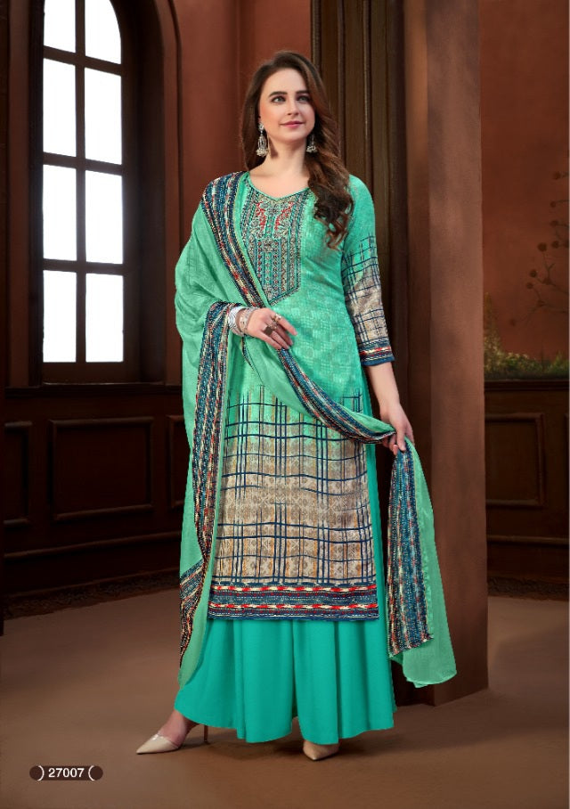 Skt Suit Jessica Pashmina Digital Print With Kadai Work  Salwar Suit