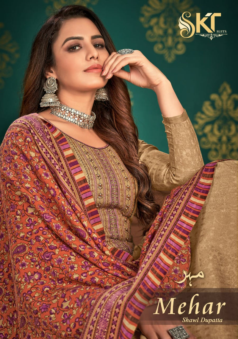 Skt Suit Mehar Pashmina Self Digs With Kadai Wark Salwar Suit