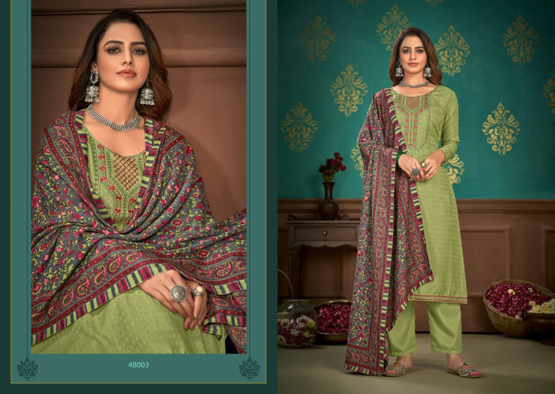 Skt Suit Mehar Pashmina Self Digs With Kadai Wark Salwar Suit