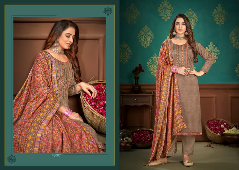 Skt Suit Mehar Pashmina Self Digs With Kadai Wark Salwar Suit