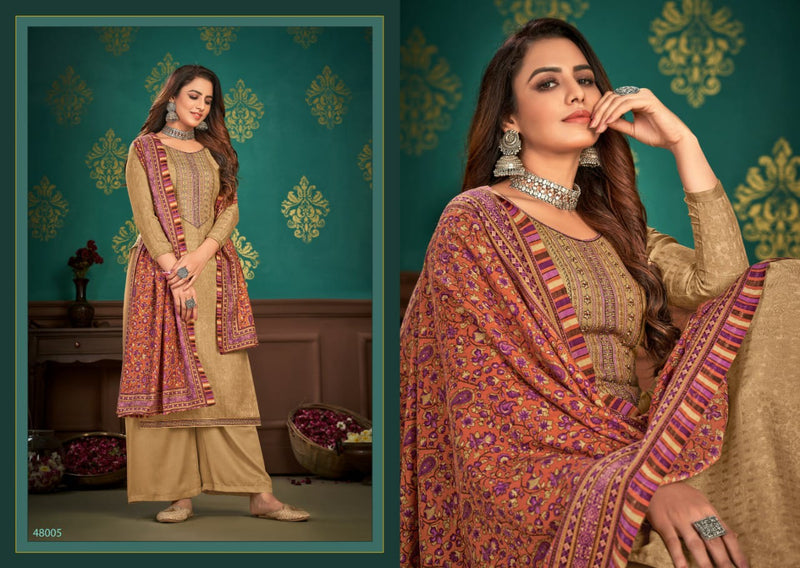 Skt Suit Mehar Pashmina Self Digs With Kadai Wark Salwar Suit