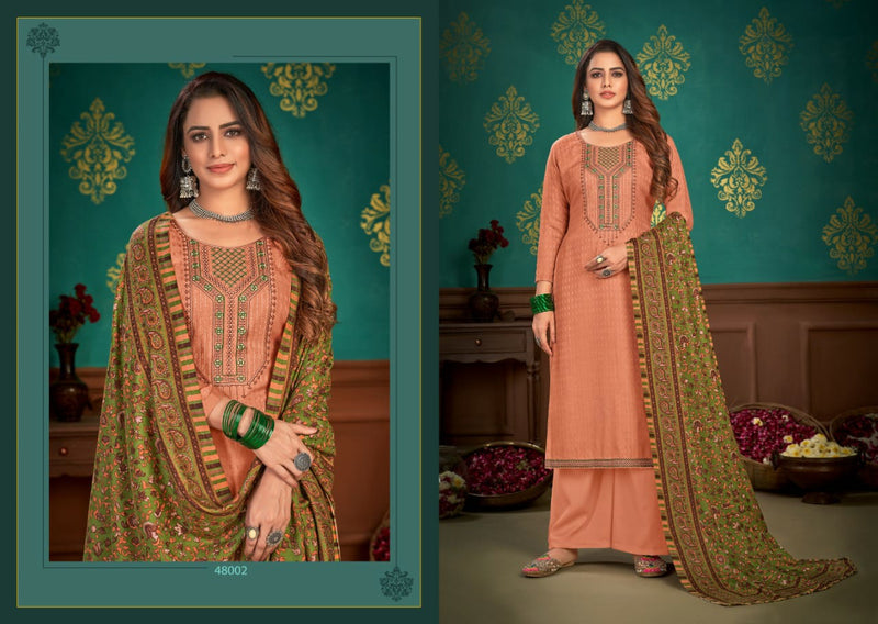 Skt Suit Mehar Pashmina Self Digs With Kadai Wark Salwar Suit