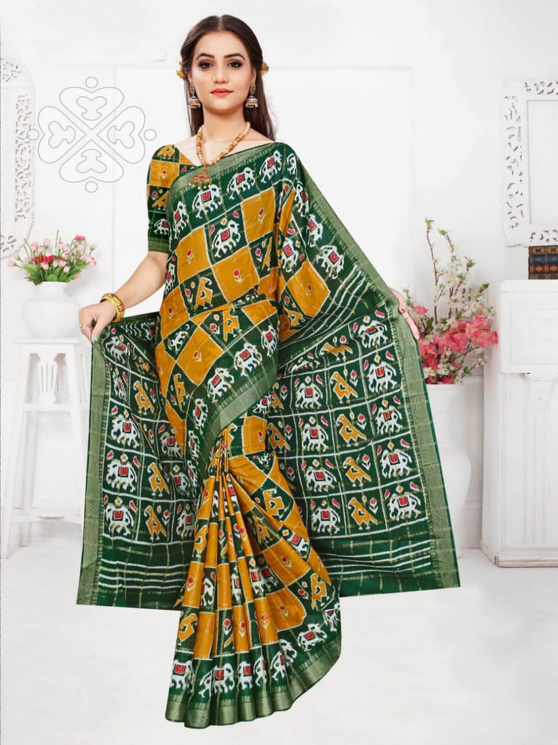 Smc Patoda Soft Cotton Heavy Printed Casual Wear Sarees