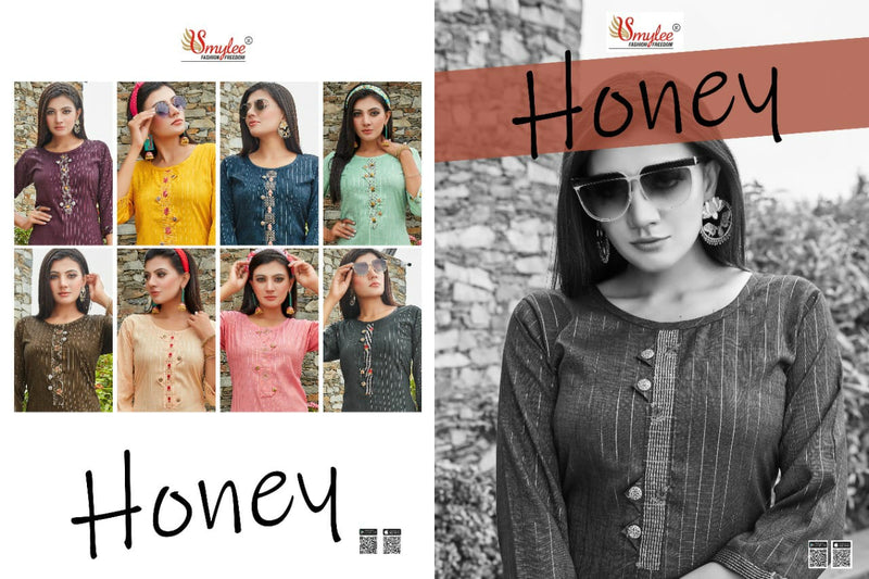 Smyee Fashion Honey Lurex Linning Rayon with Embroidery Work Kurti