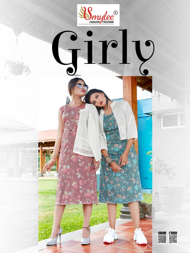 Smylee Fashion Girly Heavy Foil Discharge Print Riyon Full Cotton Chiken  Fency Kurti