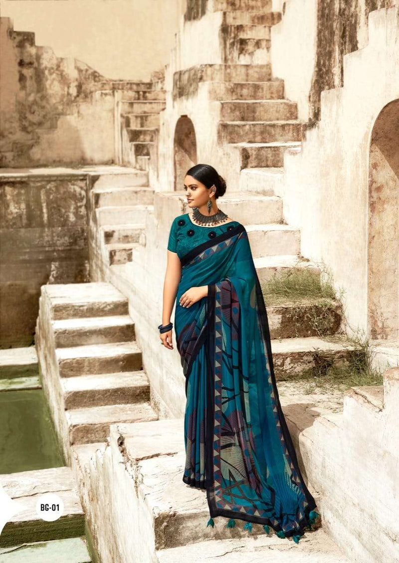 Sr Saree Black Georgette With Swaroski Work Saree