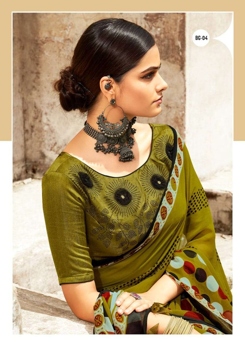 Sr Saree Black Georgette With Swaroski Work Saree