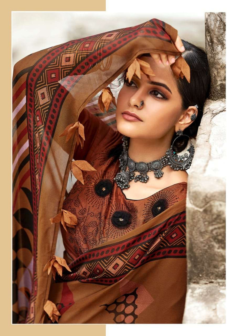 Sr Saree Black Georgette With Swaroski Work Saree