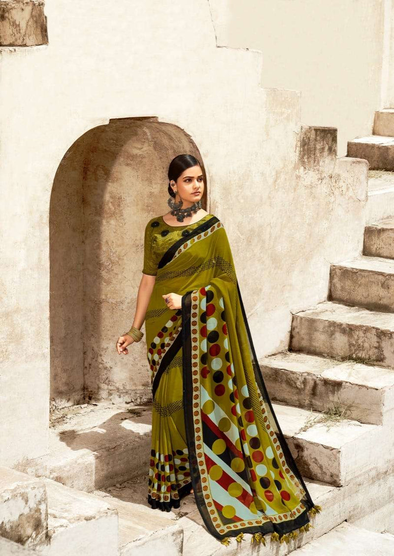 Sr Saree Black Georgette With Swaroski Work Saree