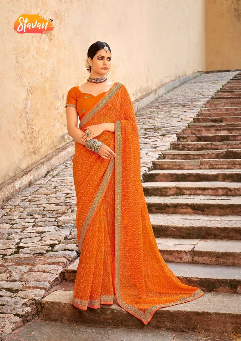 Stavan Brand Vihana Georgette Embroidery Work Fancy Saree