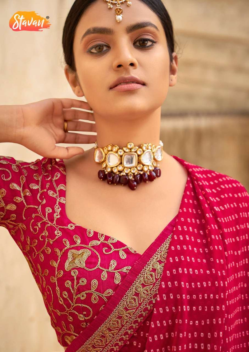 Stavan Brand Vihana Georgette Embroidery Work Fancy Saree