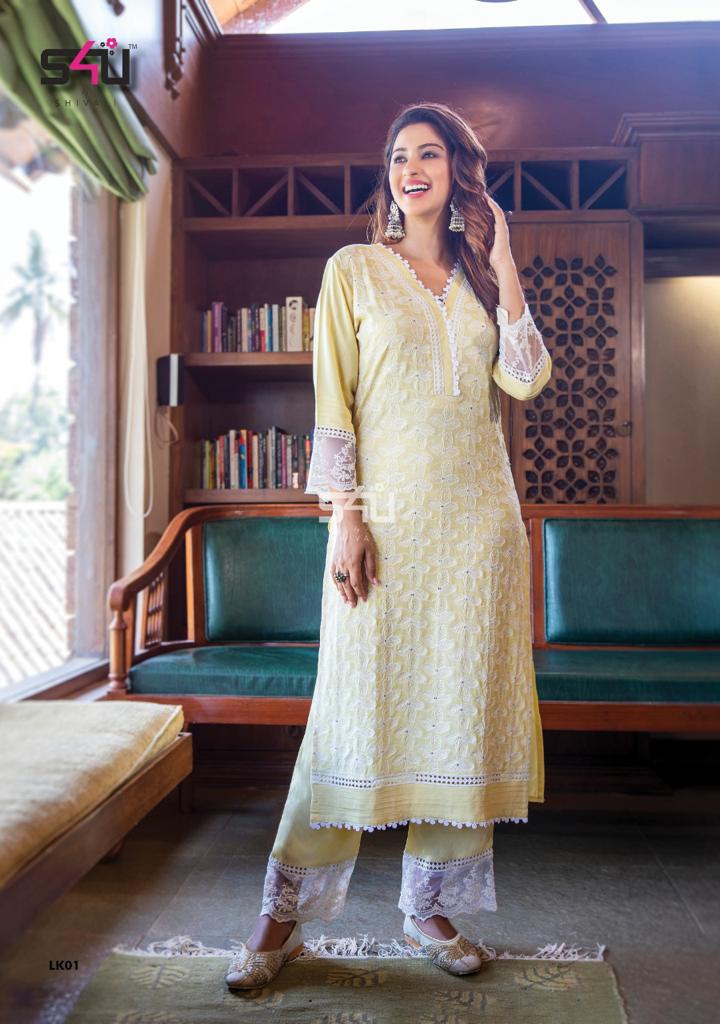 S4u Shivali Lucknowi Rayon Designer Partywear Kurti Collection