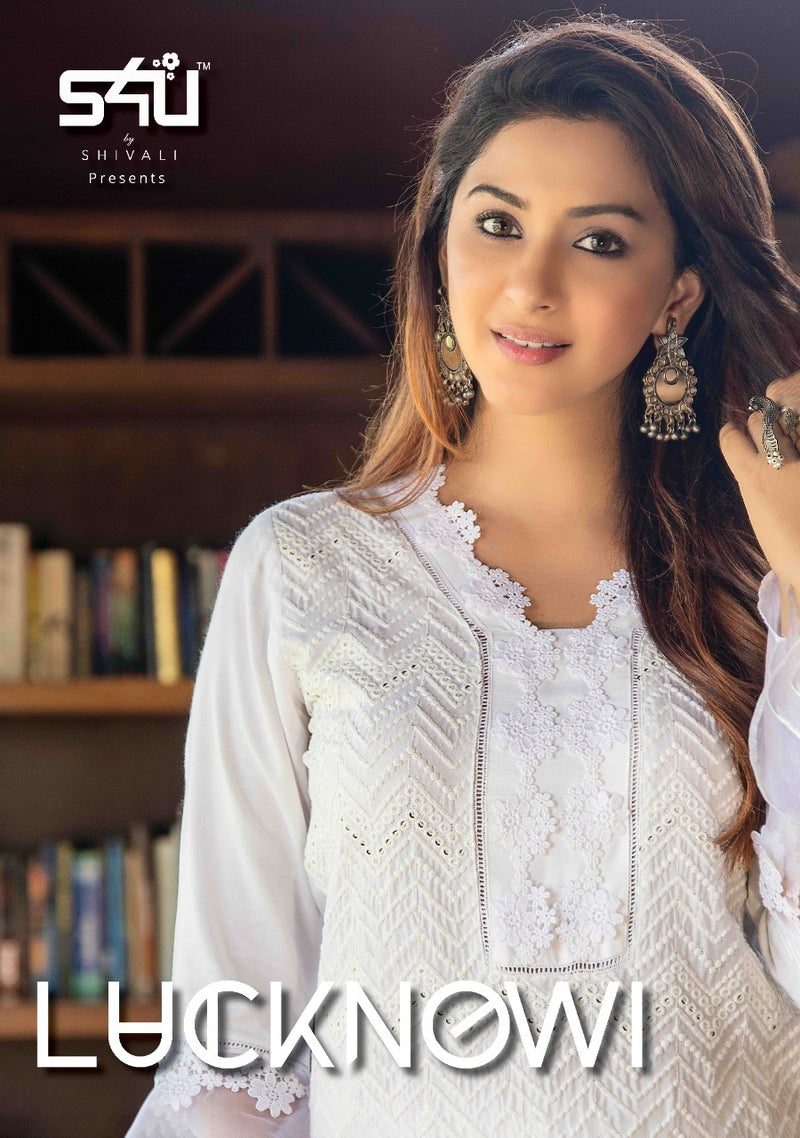 S4u Shivali Lucknowi Rayon Designer Partywear Kurti Collection