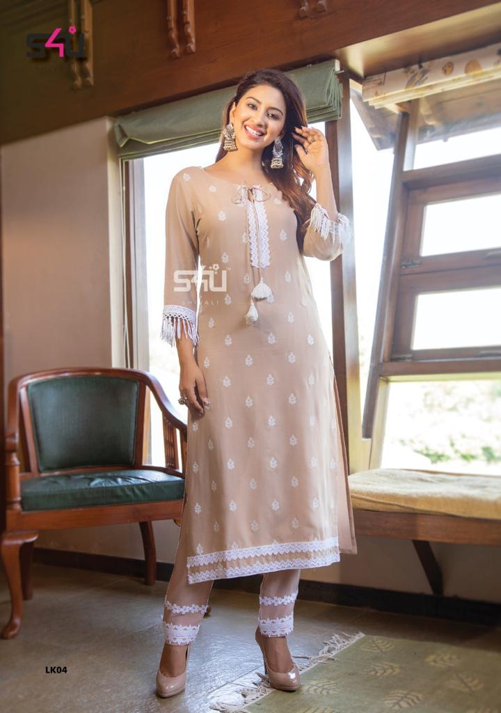 S4u Shivali Lucknowi Rayon Designer Partywear Kurti Collection