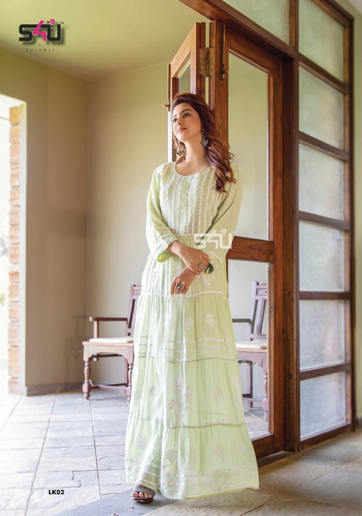 S4u Shivali Lucknowi Rayon Designer Partywear Kurti Collection
