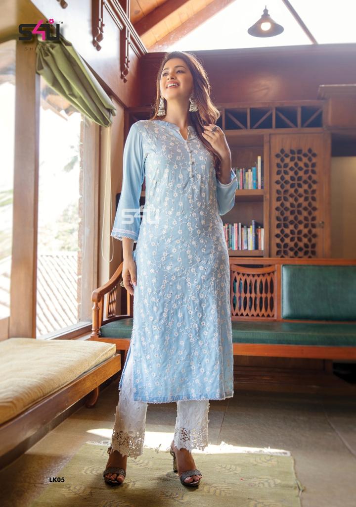 S4u Shivali Lucknowi Rayon Designer Partywear Kurti Collection