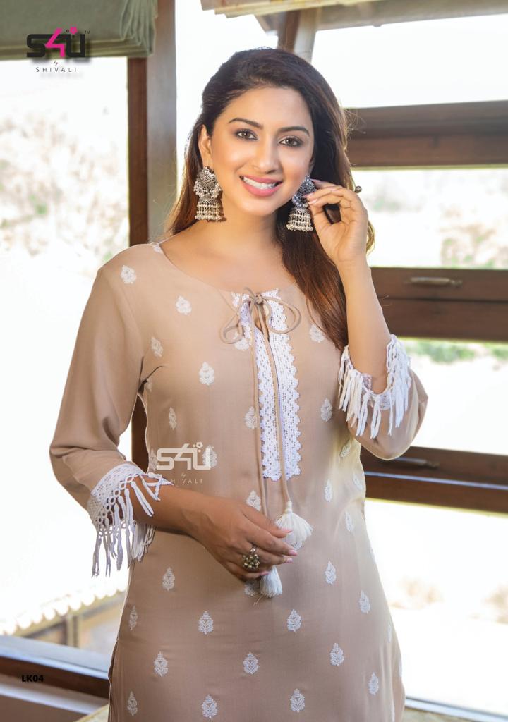 S4u Shivali Lucknowi Rayon Designer Partywear Kurti Collection