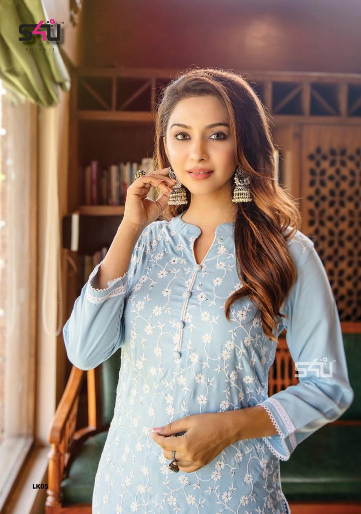 S4u Shivali Lucknowi Rayon Designer Partywear Kurti Collection