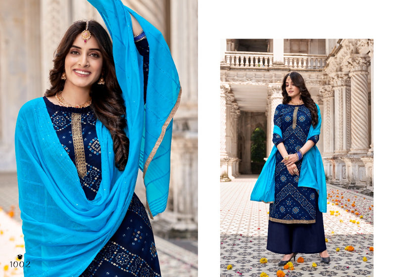 Sweety Fashion Lashkara Jam Silk Foil Print Embroidered Work Salwar Kameez