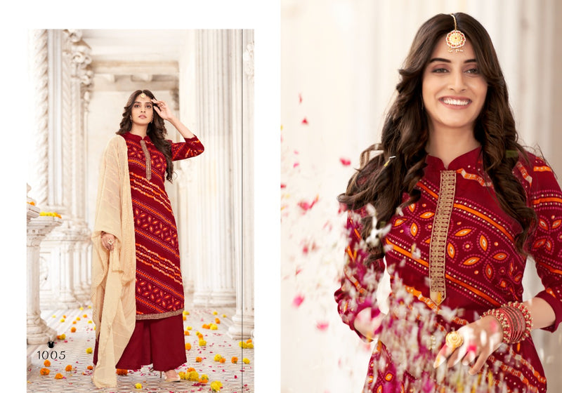 Sweety Fashion Lashkara Jam Silk Foil Print Embroidered Work Salwar Kameez