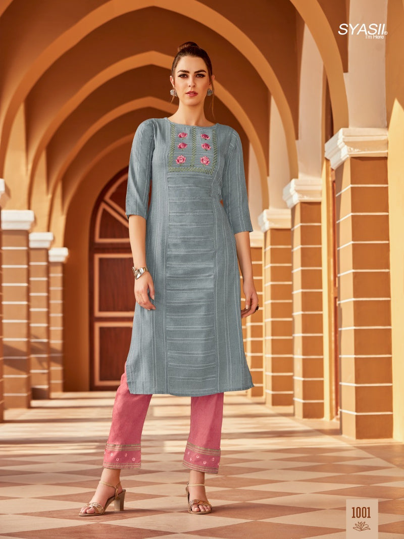 Syasii Designer Matic Pure Cotton Fancy Embroidery Work Kurti