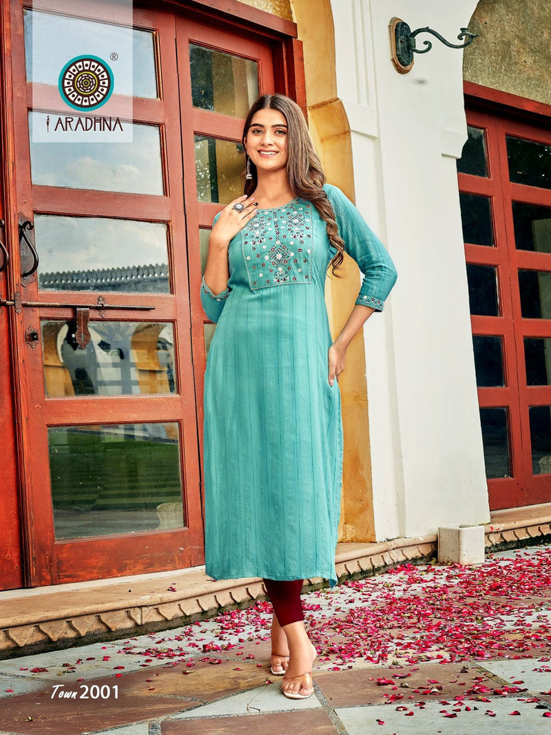Aradhna Fashion Talk The Town Vol 2 Viscose With Fancy Embroidery Work Stylish Designer Casual Wear Kurti