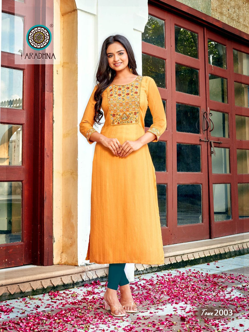 Aradhna Fashion Talk The Town Vol 2 Viscose With Fancy Embroidery Work Stylish Designer Casual Wear Kurti