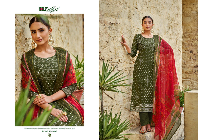Zulfat Designer Suit Tamanna Pure Cotton Exclusive Designer Print With Handwork Salwar Suit