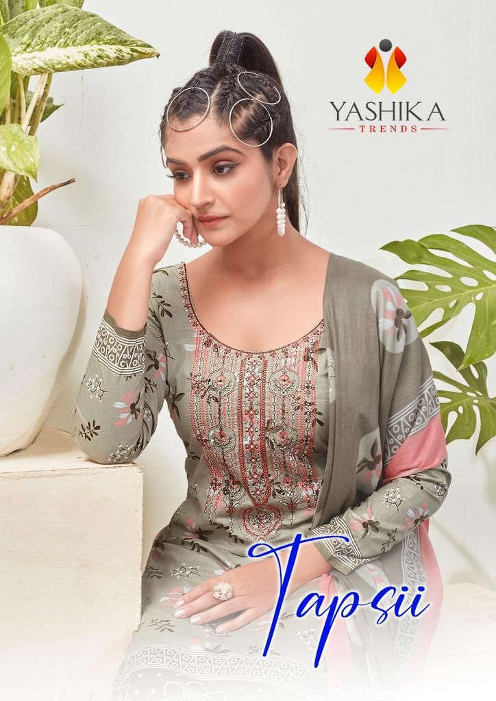 Yashika Tapsii Pure Cotton With Beautiful Heavy Printed Work Stylish Designer Casual Wear Salwar Kameez