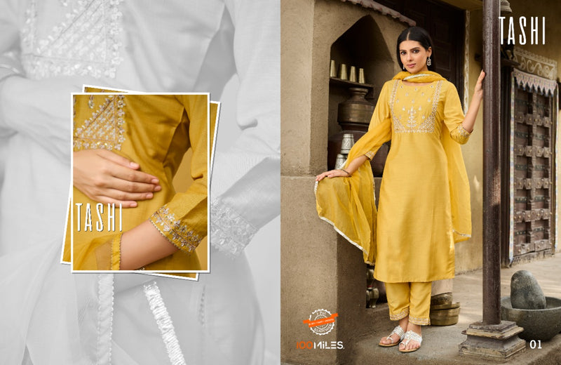 100 MIles Tashi Fancy With Heavy Embroidery Work Stylish Designer Festive Wear Beautiful Kurti