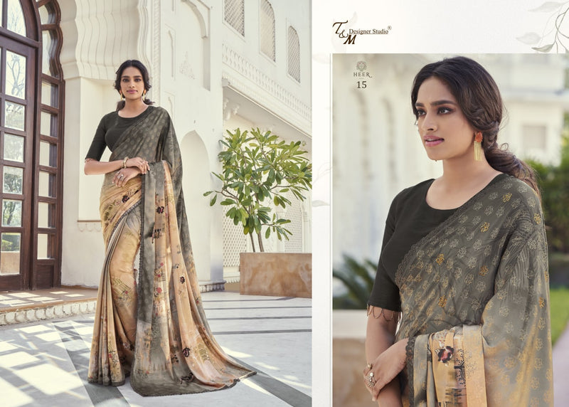T And M Designer Launch By Meera Fancy Embroidery Work Exclusive Designer Casual Wear Saree