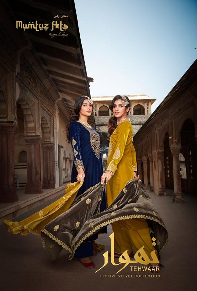 Mumtaz Tehwaar Velvet With Heavy Lush Embroidery Work Stylish Designer Festive Wear Fancy Salwar Kameez
