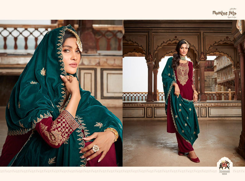 Mumtaz Tehwaar Velvet With Heavy Lush Embroidery Work Stylish Designer Festive Wear Fancy Salwar Kameez