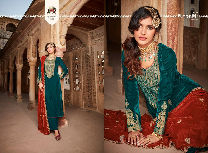 Mumtaz Tehwaar Velvet With Heavy Lush Embroidery Work Stylish Designer Festive Wear Fancy Salwar Kameez