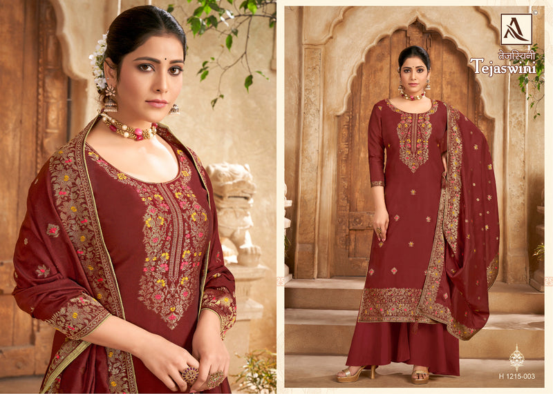 Alok Suits Tejswini Hand Weave Jacquard Designer Swarovski Diamond Work Fancy Designer Partywear Salwar Suit