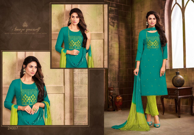 Kapil Trendz Thar Rayon Designer Stylish Festive Wear Kurtis With Bottom & Dupatta