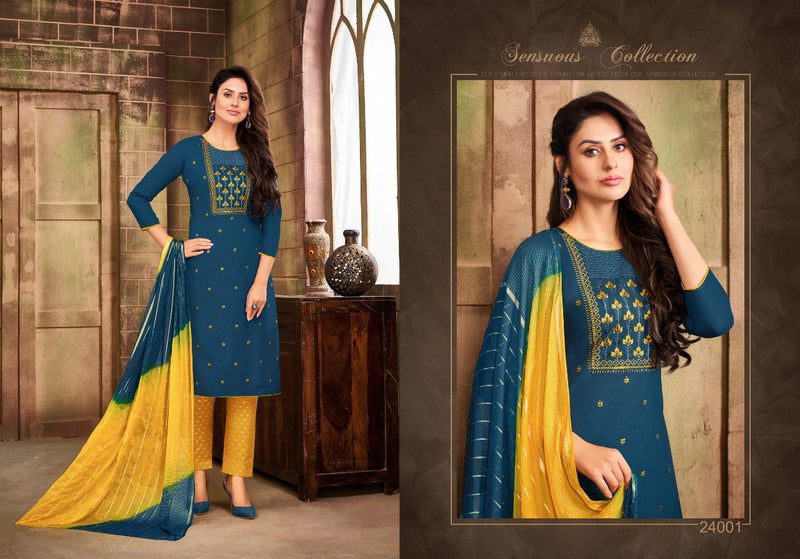 Kapil Trendz Thar Rayon Designer Stylish Festive Wear Kurtis With Bottom & Dupatta