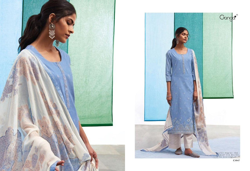 Ganga The Mood C 1044 To 1049 Premium Cotton With Hand Work Stylish Designer Casual Wear Salwar Suit
