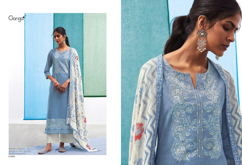 Ganga The Mood C 1044 To 1049 Premium Cotton With Hand Work Stylish Designer Casual Wear Salwar Suit